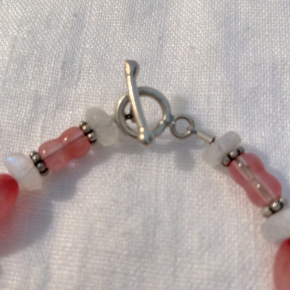 Cherry quartz, moon stone and Thai Silver bracelet - Picture 2 of 3